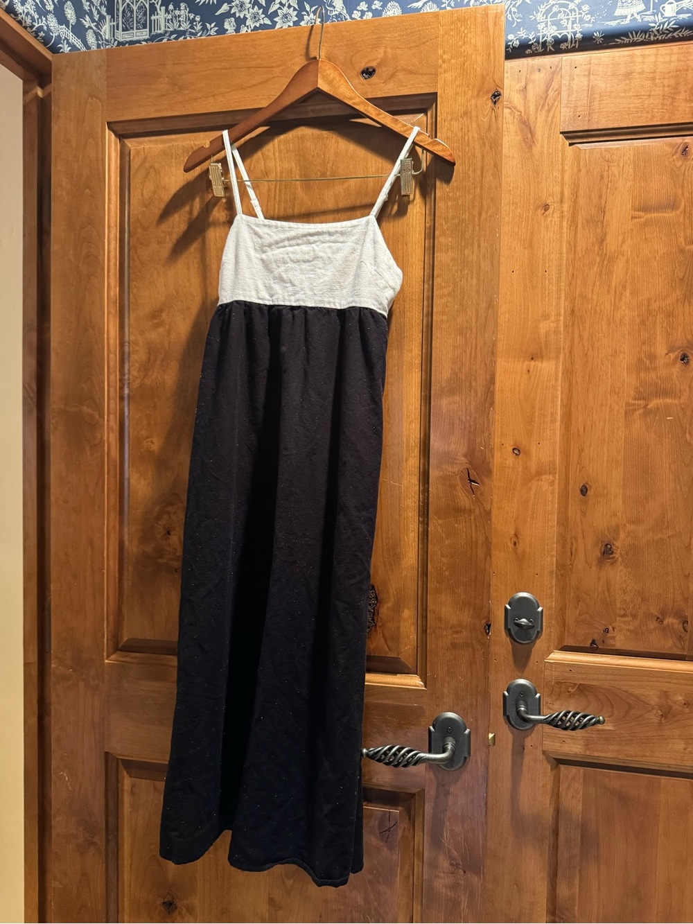 Cotton and linen midi dress  Black and White Dress